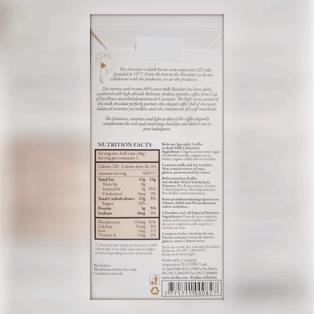 El Ceibo, Dark Milk & Specialty Coffee 60%