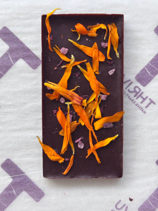 THRIVU Esmeraldas 70% with Nibs, Salt and Calendula Flowers and Smoked Chili