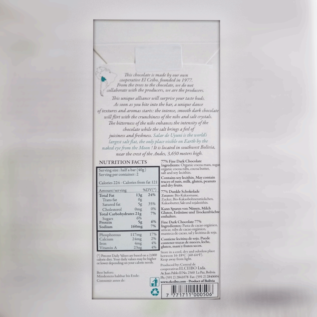 El Ceibo, Cacao Nibs & Uyuni Salt  77%